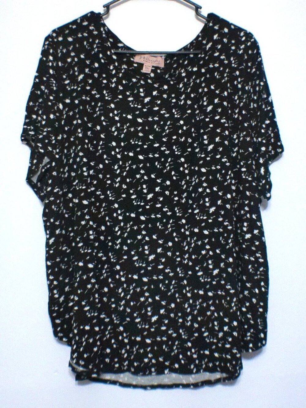Philosophy Women’s 3X Black Floral Top Short Sleeve Stretch Flowy Plus Size